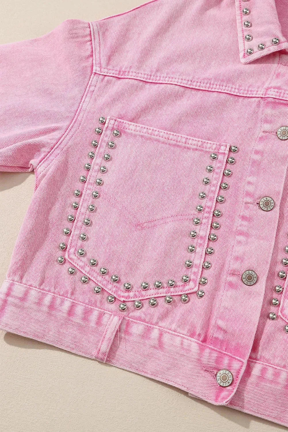 Pink Rivets Denim Jacket - Fashionfitz