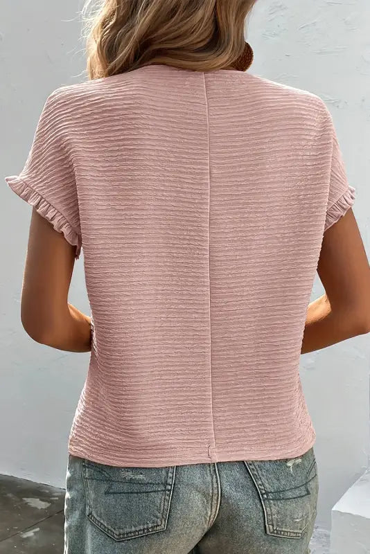 Pink ruffle sleeve blouse - blouses & shirts