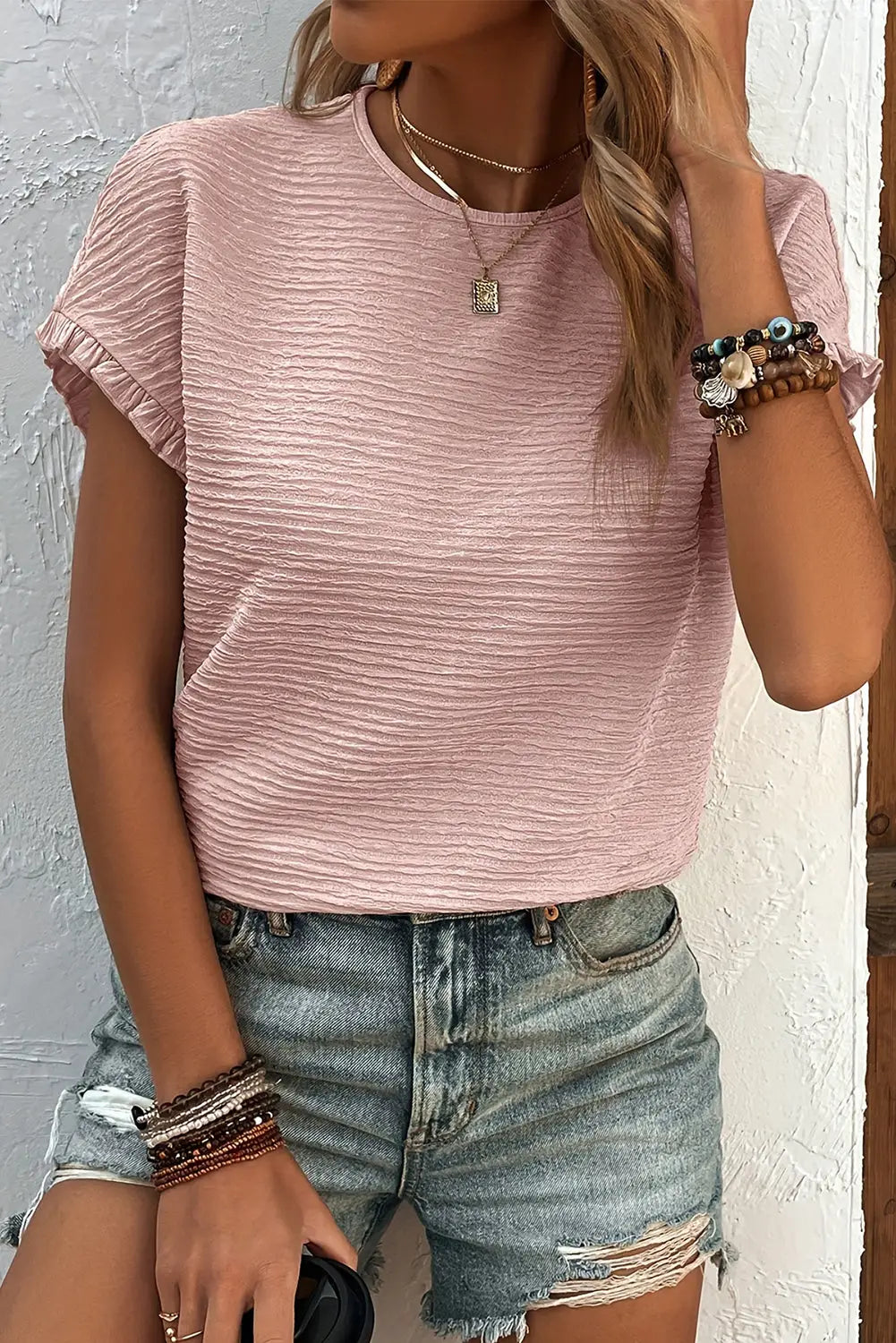 Pink ruffle sleeve blouse - tops/blouses & shirts