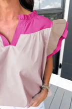 Pink Ruffled Sleeve Blouse - Fashionfitz