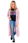 Pink Sheer Knitted Long Side Slit Plus Size Cardigan - Fashionfitz