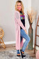 Pink Sheer Knitted Long Side Slit Plus Size Cardigan - Fashionfitz