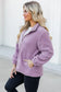 Pink sherpa contrast trim zipped pocket jacket - jackets