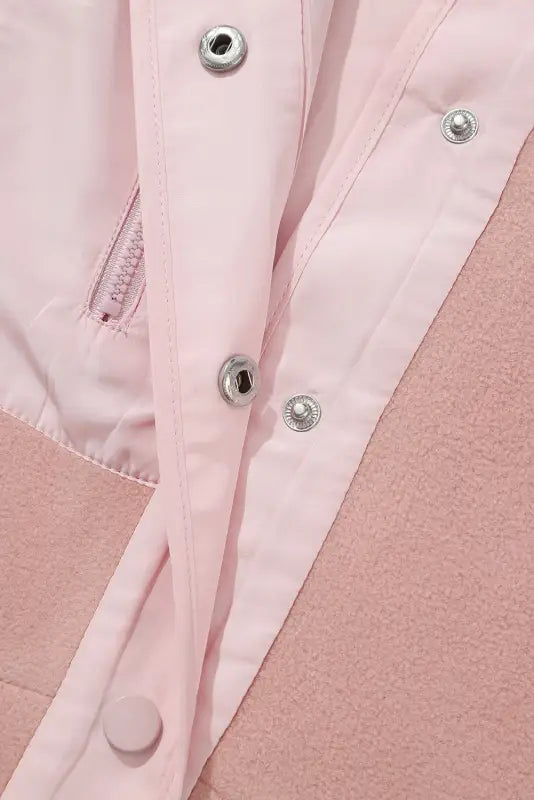 Pink sherpa contrast trim zipped pocket jacket - jackets