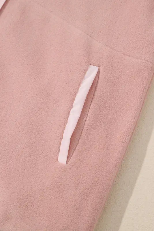 Pink sherpa contrast trim zipped pocket jacket - jackets