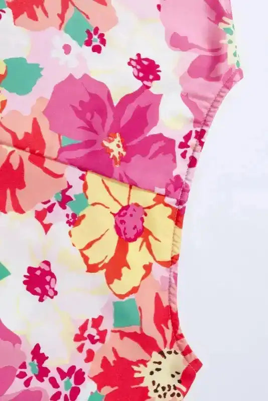 Pink Shirred Cuffs 3/4 Sleeve Floral Blouse - Fashionfitz