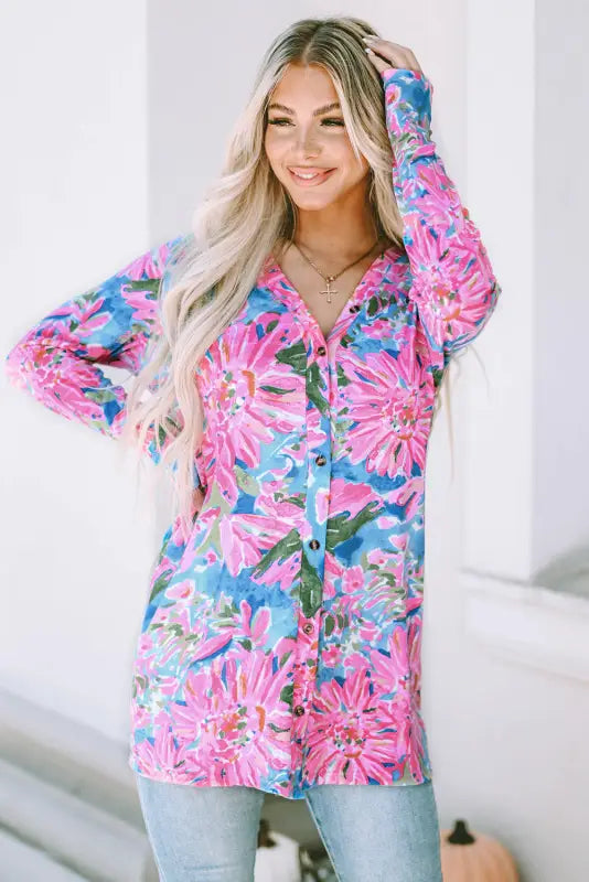 Pink sleeveless high waist pocketed floral maxi dress - pink5 / s / 95% polyester + 5% elastane - dresses