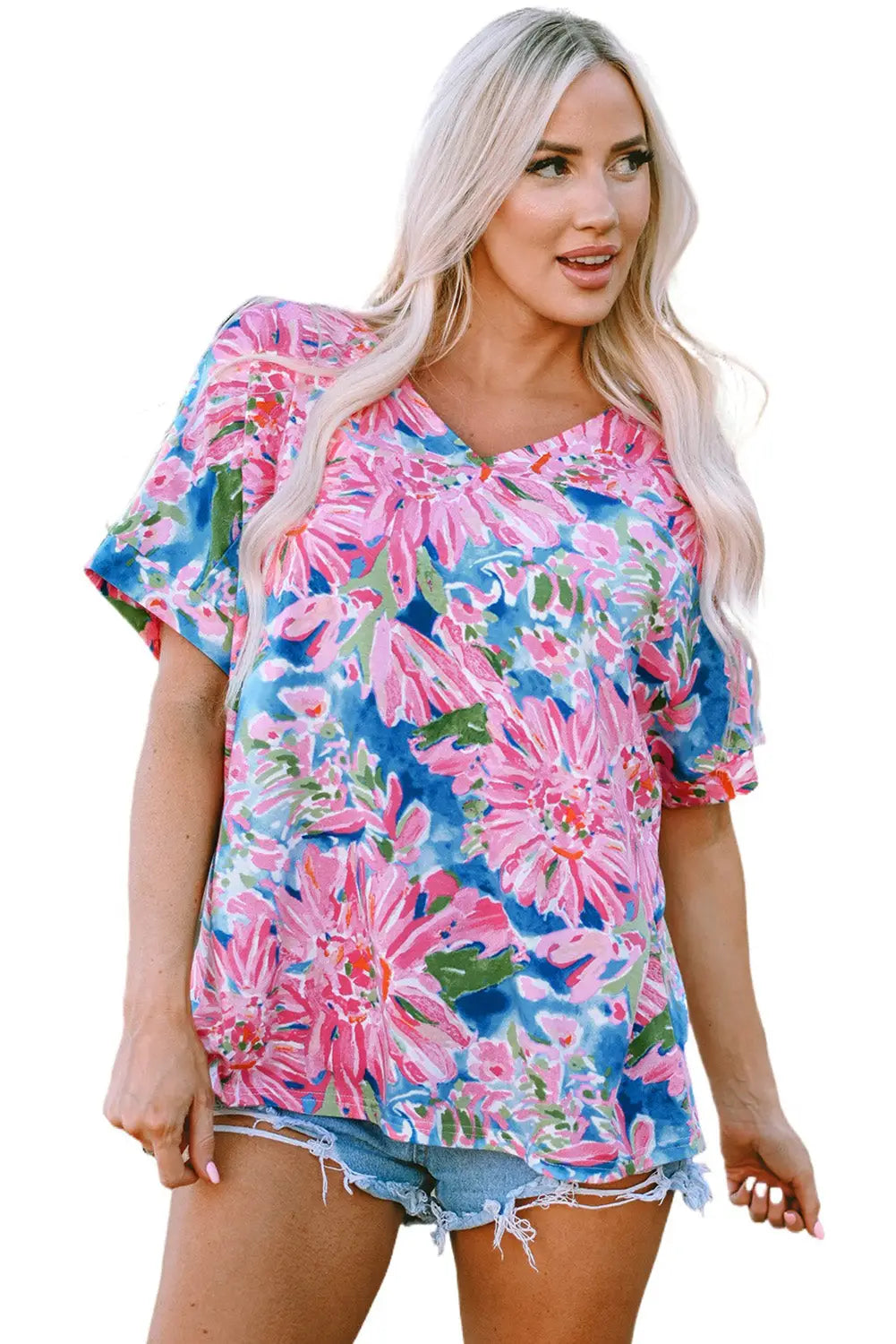 Pink sleeveless high waist pocketed floral maxi dress - dresses