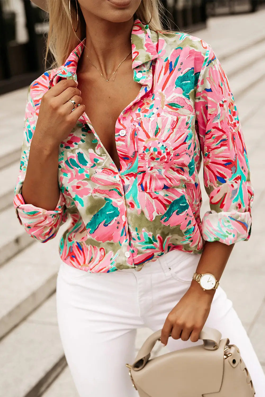 Pink sleeveless high waist pocketed floral maxi dress - green1 / s / 95% polyester + 5% elastane - dresses