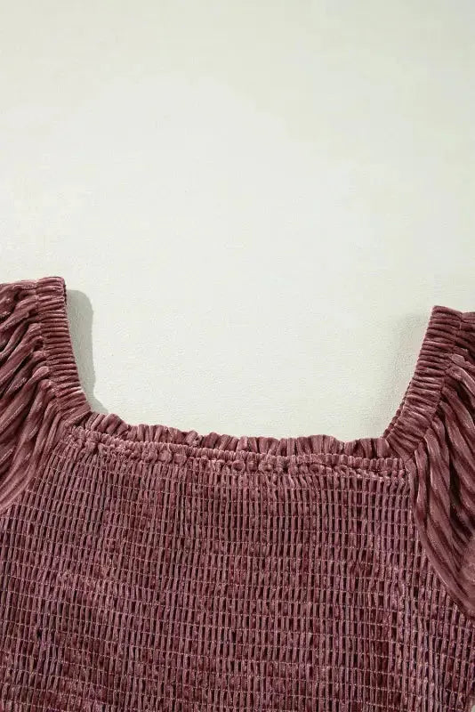 Pink Smocked Velvet Babydoll Top - Fashionfitz