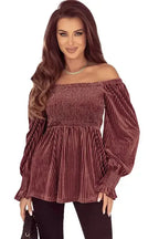 Pink Smocked Velvet Babydoll Top - Fashionfitz