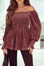 Pink Smocked Velvet Babydoll Top - Fashionfitz