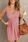 Pink solid button front plus size long sleeve dress