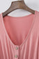 Pink solid button front plus size long sleeve dress