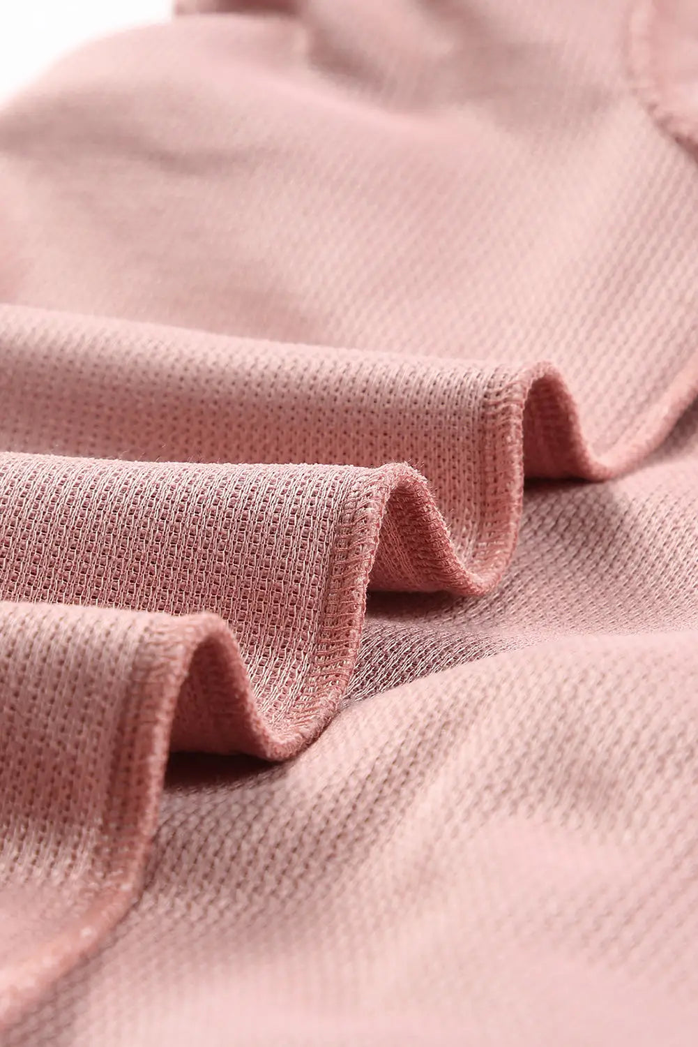 Pink solid ribbed knit round neck pullover sweatshirt - sweatshirts & hoodies