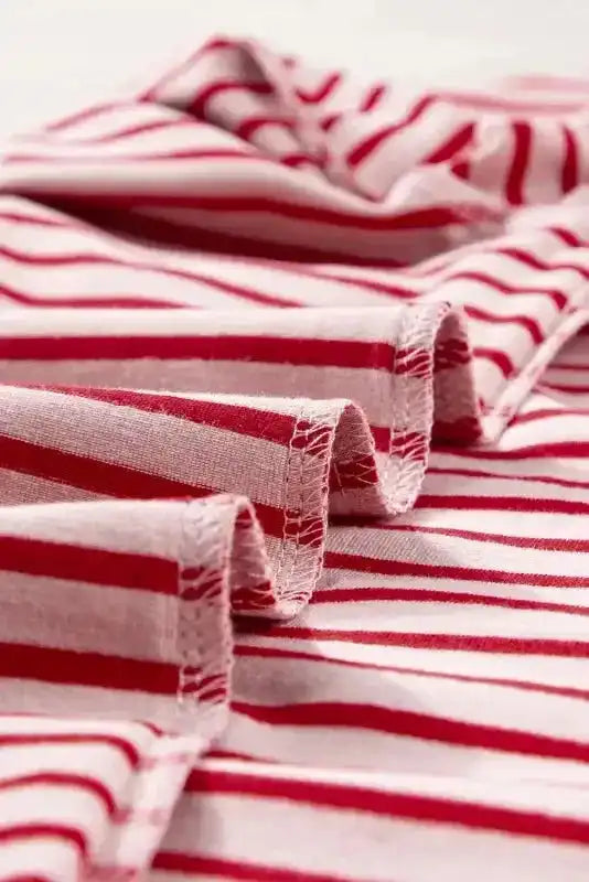 Pink Stripe Crew Neck Casual T-Shirt - Fashionfitz