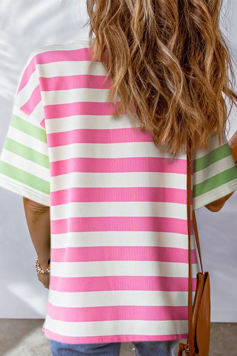 Pink stripe drop sleeve t shirt - tops/tops & tees