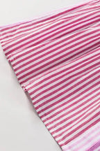 Sleeve detail of Pink Stripe Ruffled Shirt showing layered ruffle trim and alternating stripe directions for added texture.
