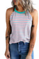 Pink stripe round neck tank top - tops