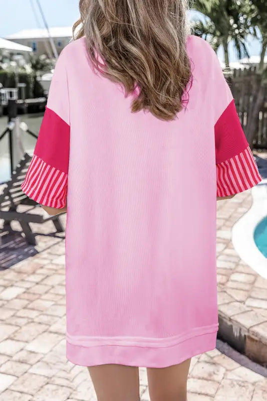 Pink stripe t-shirt dress - effortless style