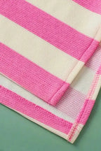 Pink Stripe Top - V Neck Collared Cap Sleeve - Fashionfitz