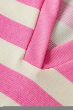 Pink Stripe Top - V Neck Collared Cap Sleeve - Fashionfitz