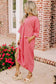 Pink striped 3/4 sleeve t-shirt dress