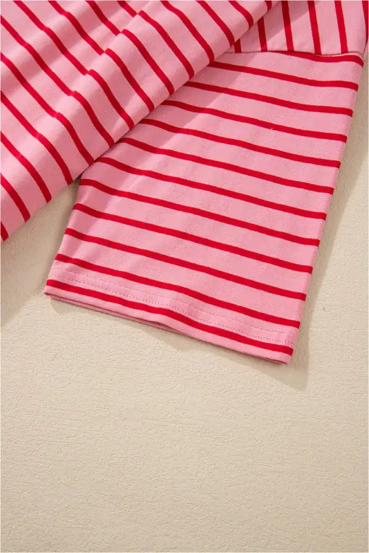 Pink striped 3/4 sleeve t-shirt dress