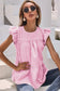 Pink striped print flutter sleeve gathered top - t-shirts