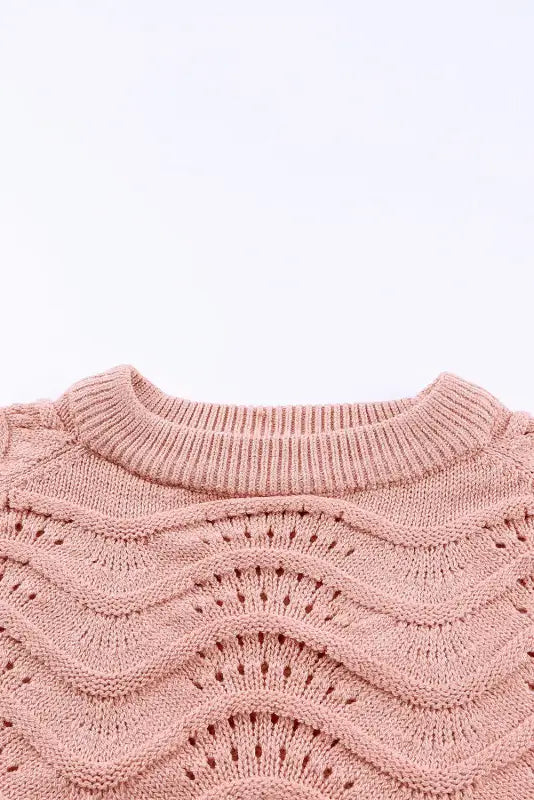 Pink striped textured long sleeve knit sweater - sweaters & cardigans