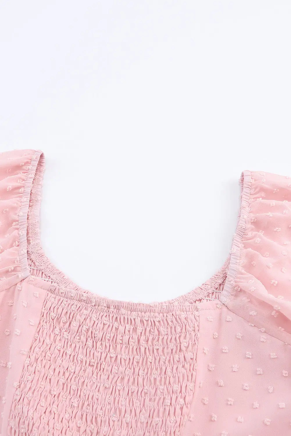 Pink swiss dot smocked puff sleeve mini dress - dresses