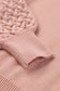 Pink textured bubble sleeve knit sweater - 2xl / 50% viscose + 28% polyester + 22% polyamide - sweaters & cardigans