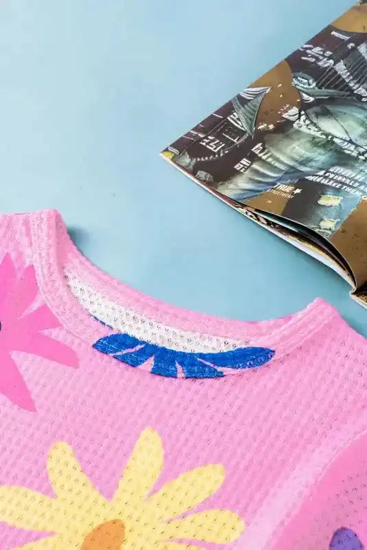Pink Textured Floral T-Shirt - Fashionfitz