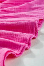 Pink Textured Tiered Flowy Blouse - Fashionfitz