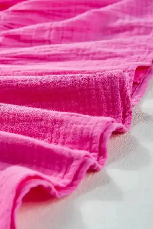 Pink Textured Tiered Flowy Blouse - Fashionfitz