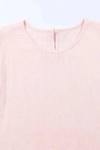 Pink Textured Tiered Ruffled Short Sleeve Blouse - Fashionfitz