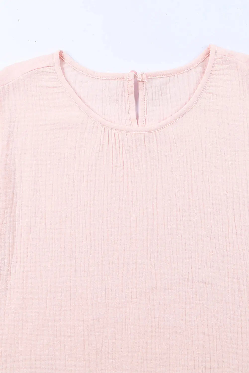 Pink textured tiered ruffled short sleeve blouse - tops