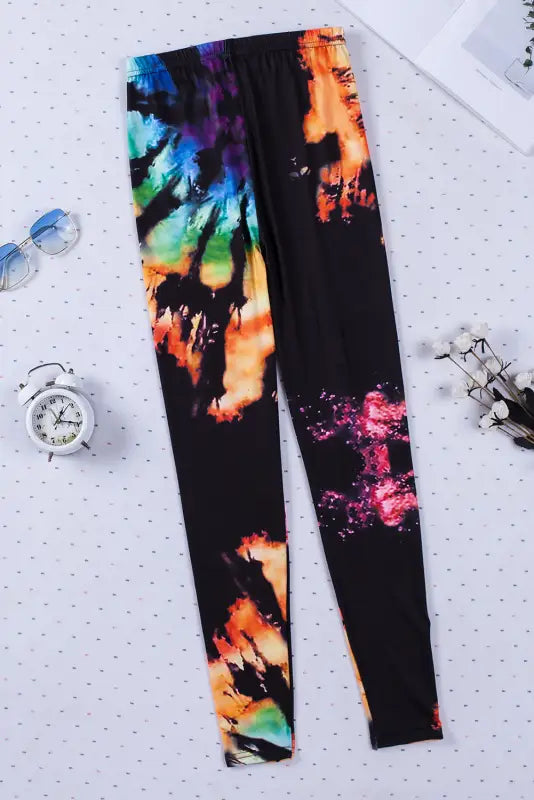 Pink tie dye hollow out fitness activewear leggings