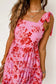 Pink tie shoulder straps tiered floral dress - dresses/floral dresses