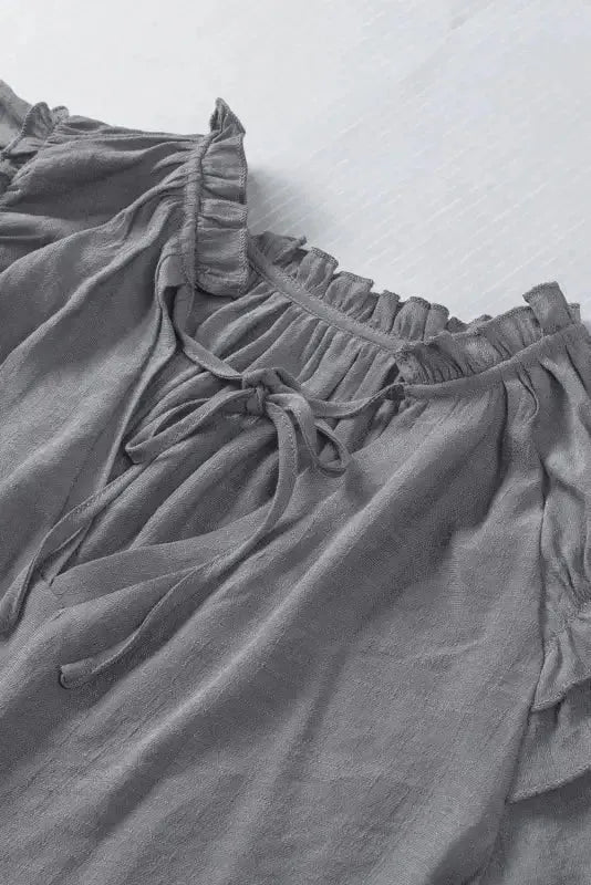 Pink Tiered Ruffled Drawstring V Neck Top - Fashionfitz