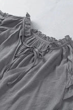 Pink Tiered Ruffled Drawstring V Neck Top - Fashionfitz