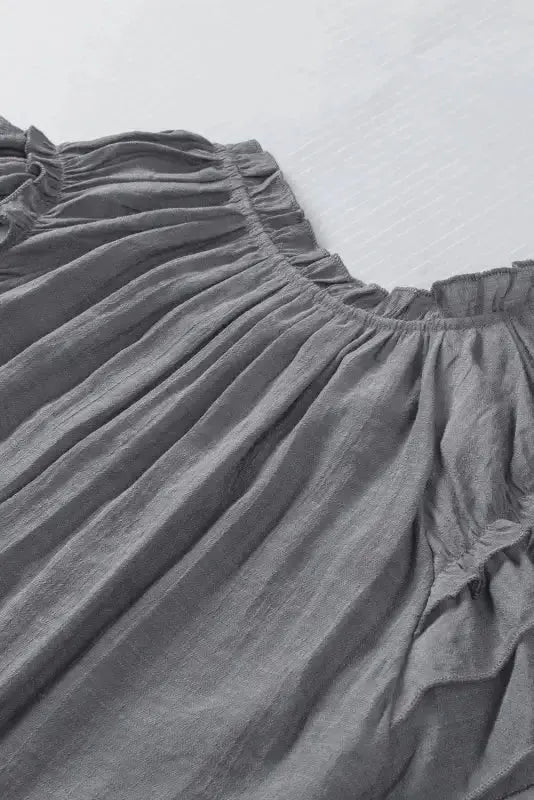 Pink Tiered Ruffled Drawstring V Neck Top - Fashionfitz