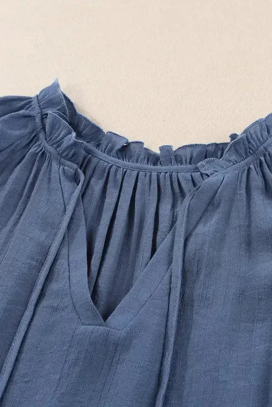 Pink Tiered Ruffled Drawstring V Neck Top - Fashionfitz