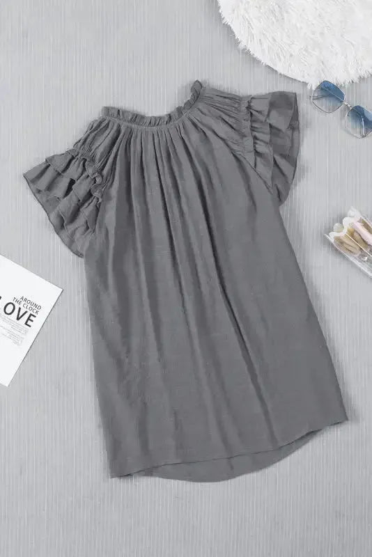 Pink Tiered Ruffled Drawstring V Neck Top - Fashionfitz