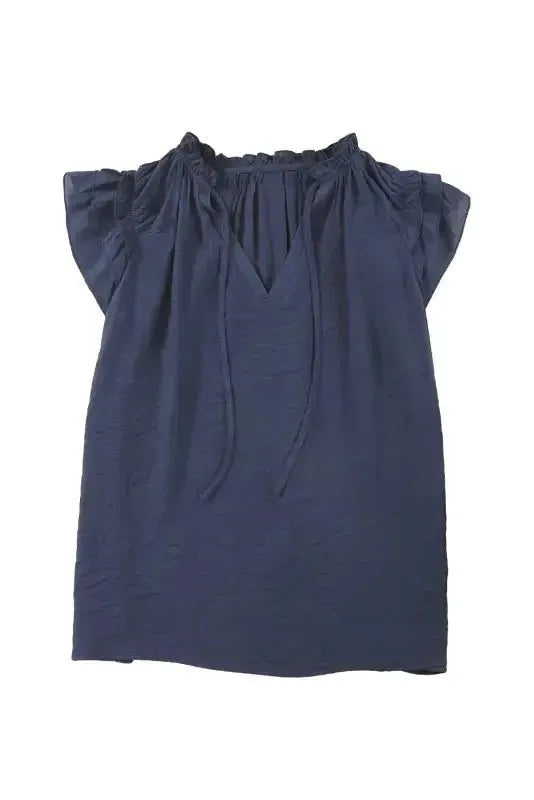 Pink Tiered Ruffled Drawstring V Neck Top - Fashionfitz