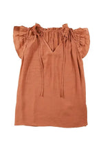 Pink Tiered Ruffled Drawstring V Neck Top - Fashionfitz