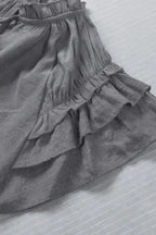 Pink Tiered Ruffled Drawstring V Neck Top - Fashionfitz