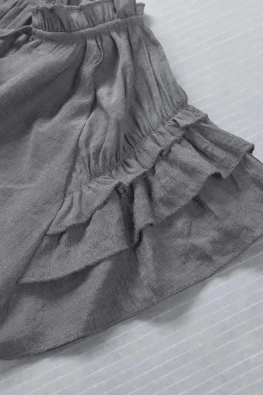 Pink Tiered Ruffled Drawstring V Neck Top - Fashionfitz