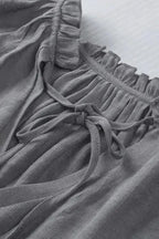 Pink Tiered Ruffled Drawstring V Neck Top - Fashionfitz