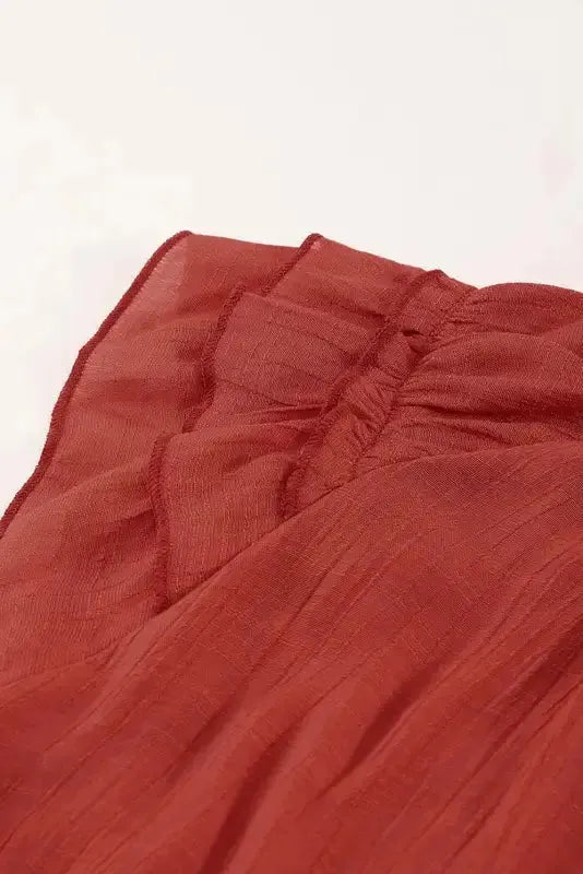 Pink Tiered Ruffled Drawstring V Neck Top - Fashionfitz